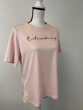 Dunnes Store Shirt Womens Medium Extraordinary Tee Short Sleeve Pink Blouse N194